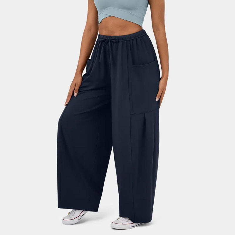 Elastic Waist Pleated Wide Leg Pants - Stylish & Fashionable