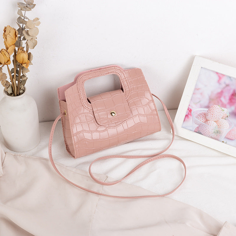 Serpentine Color Contrast Lock Chain Platinum Square Bag