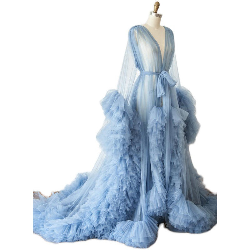 Women's Fashion Mesh Maternity Long Dress