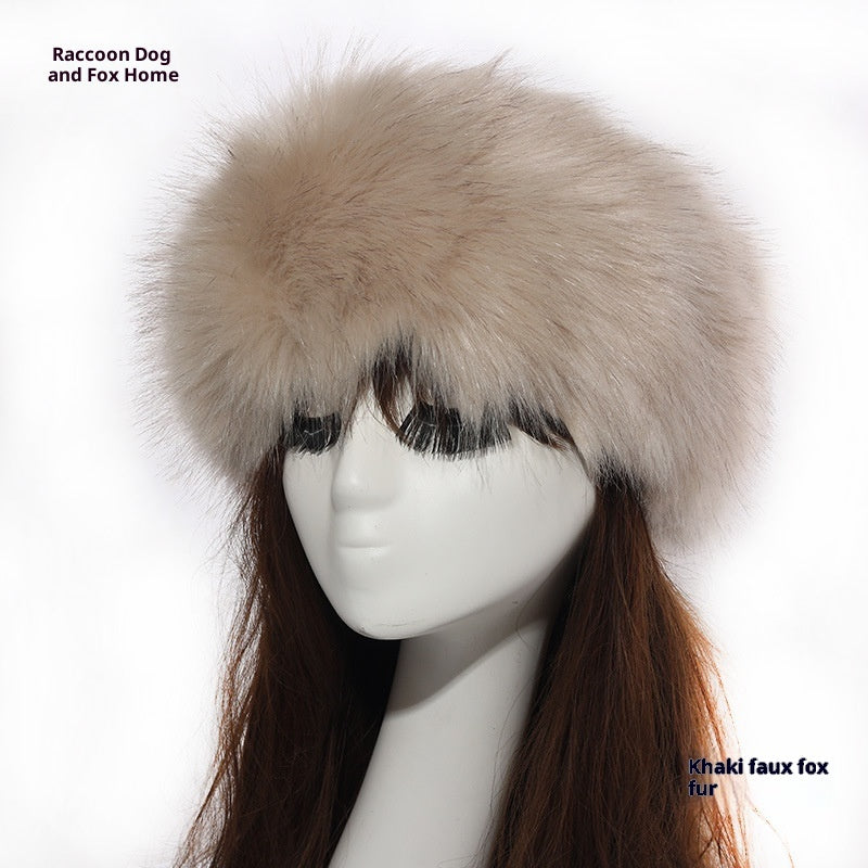 Elastic Faux Fox Fur Headband for Women – Winter Warmth & Windproof