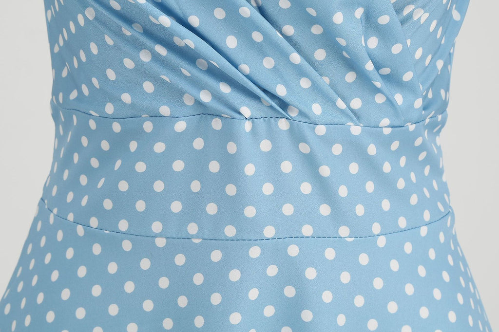 Robe Swing Imprimée Rétro Sexy Moulante à Col Halter et Poitrine Enveloppante