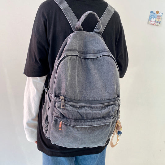 Fashion Minimalist Washed Denim Canvas Shoulder Bag