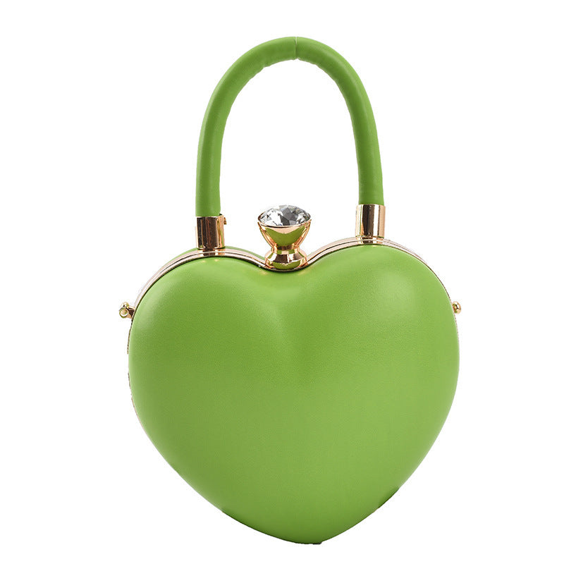Sac à bandoulière en forme de cœur de style occidental, petit, avec chaîne, couleurs bonbon