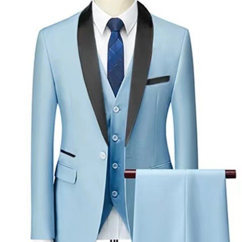 Men's 3-Piece Wedding Suit Set Groom Tuxedo Polyester