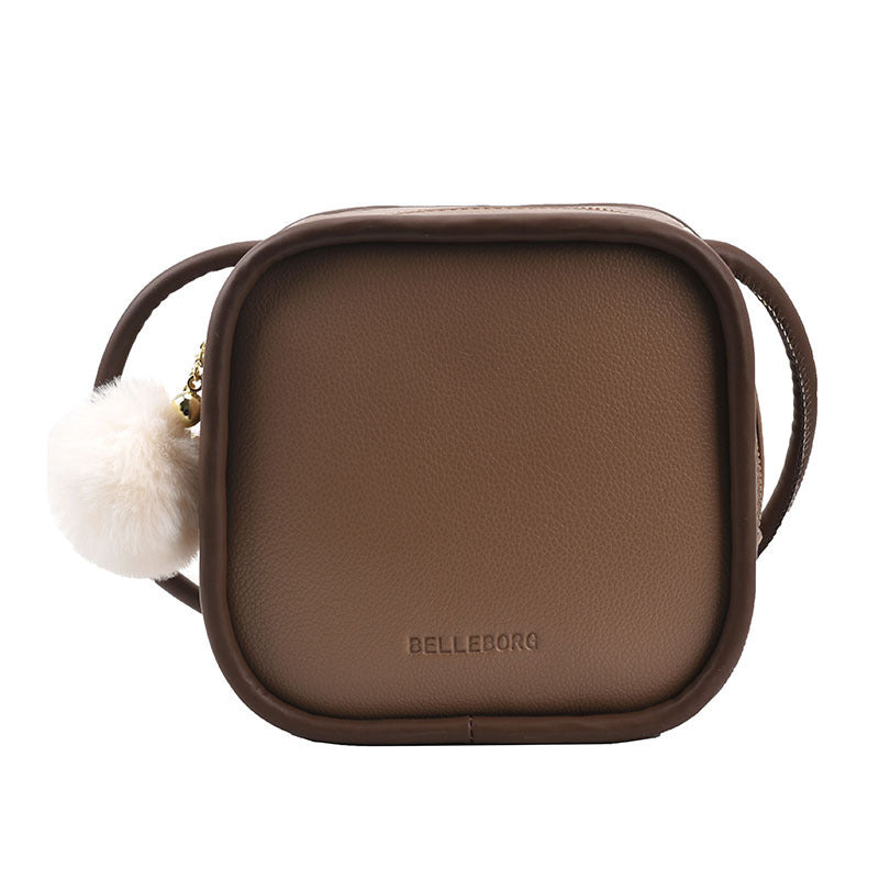 Trendy Simple Roller PU Leather Shoulder Messenger Bag 18x17x9cm
