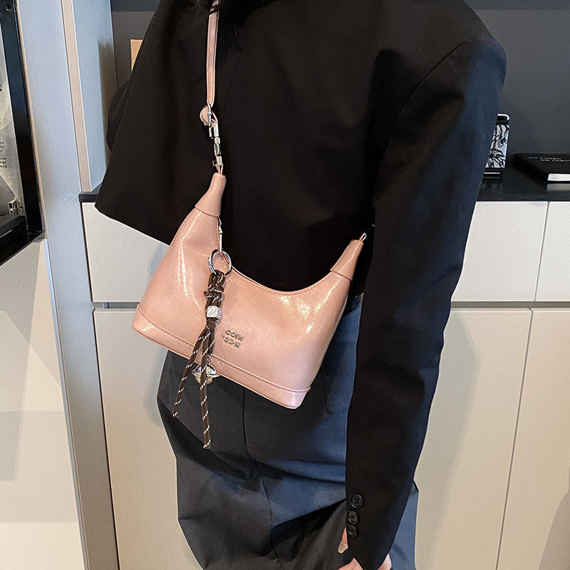 Sac à bandoulière en PU style rétro, simple, 20,5 x 9,5 x 20 cm