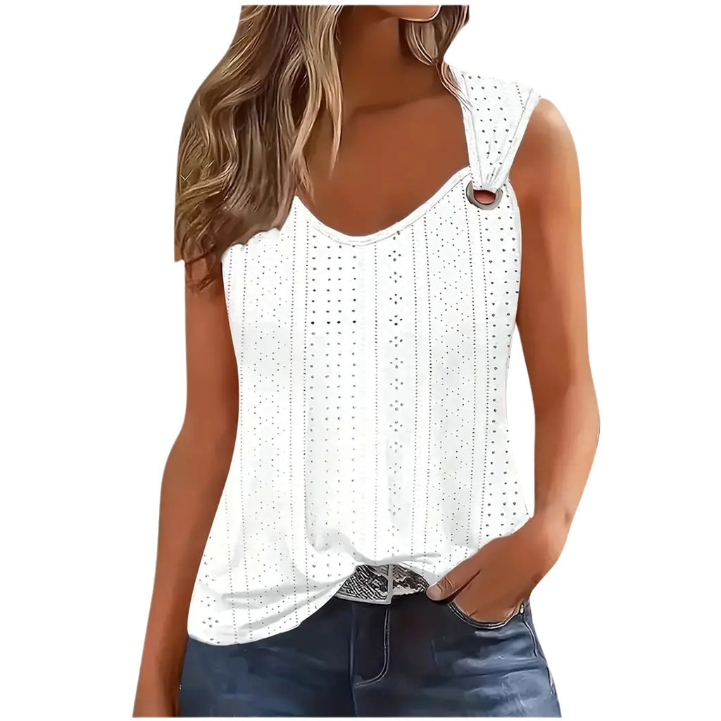 T-Shirt Gilet Femme Col V Sans Manches Couleur Unie