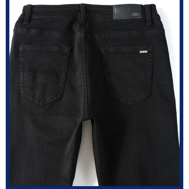 Jean plissé noir avec empiècements pour homme
