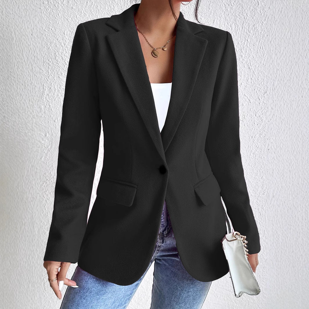 Tailored Wool Suit Jacket For Elegant Women's Commute