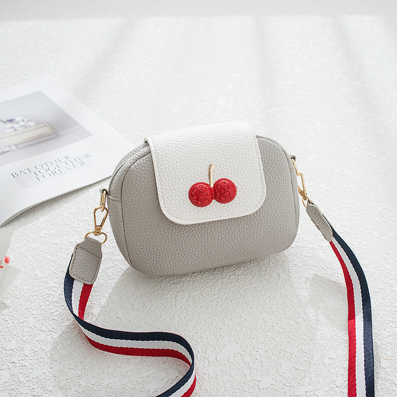 Sweet Cherry Small Square PU Leather Messenger Bag 18cm