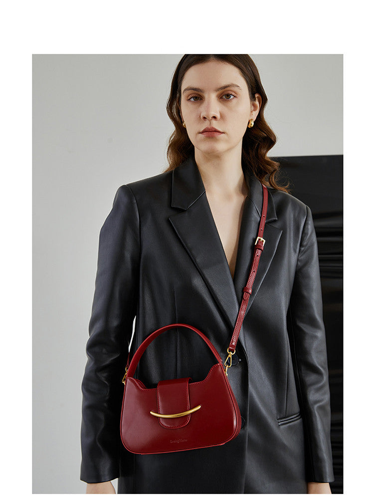 Cowhide Leather Handheld One Shoulder Messenger Bag