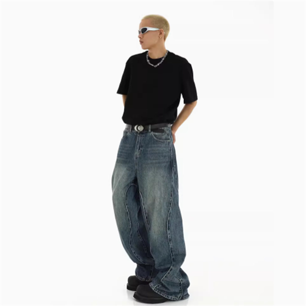 American High Street Heavyweight Medium-High Waist Irregular Denim Jeans