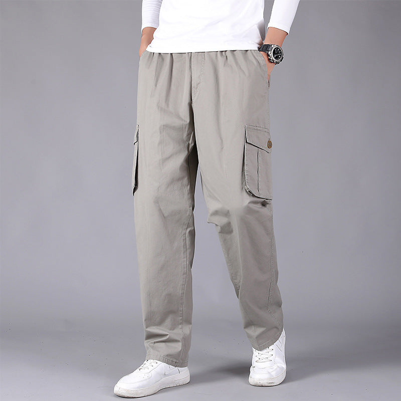 Thin Cotton Cargo Pants Loose Straight Leg Korean Style