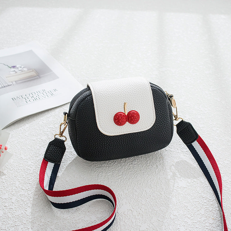 Sweet Cherry Small Square PU Leather Messenger Bag 18cm