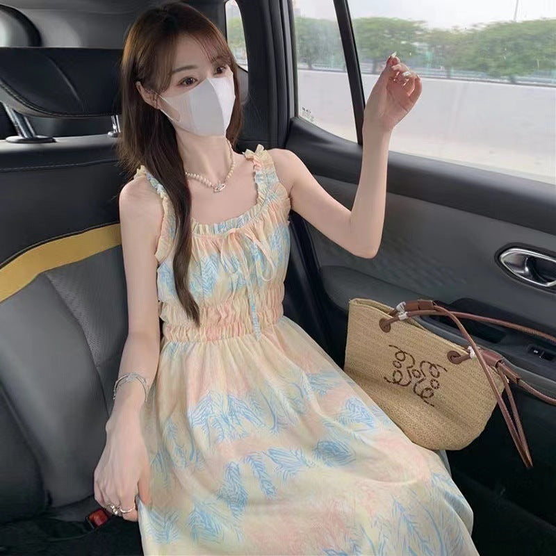 Fashionable Elegant French Floral Dress Women