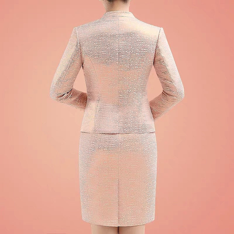Ensemble Deux Pièces Jupe Mi-Longue en Dentelle Kumquat Élégante M-4XL