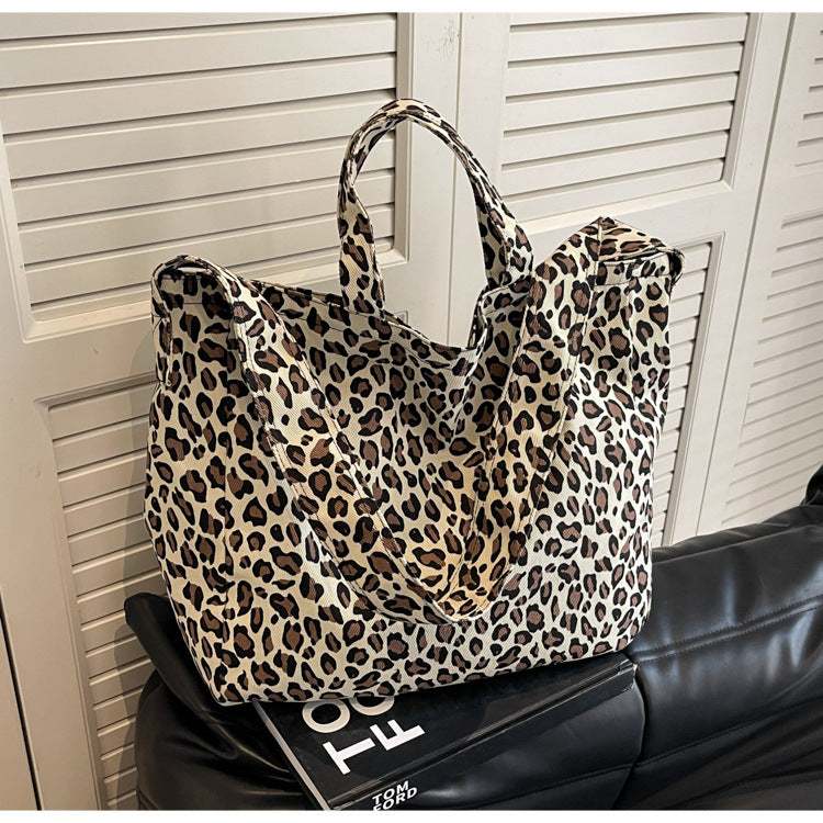 Leopard Print Canvas Commuter Crossbody Bag for Women