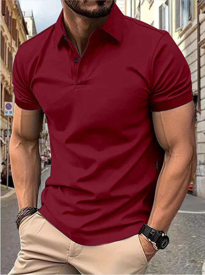 Men's Summer Solid Color Slim Fit Short Sleeve Tops
