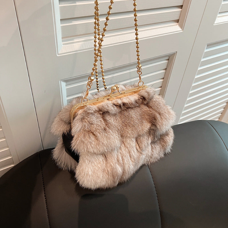 Imitation Fox Fur Women's Plush Shoulder Bag