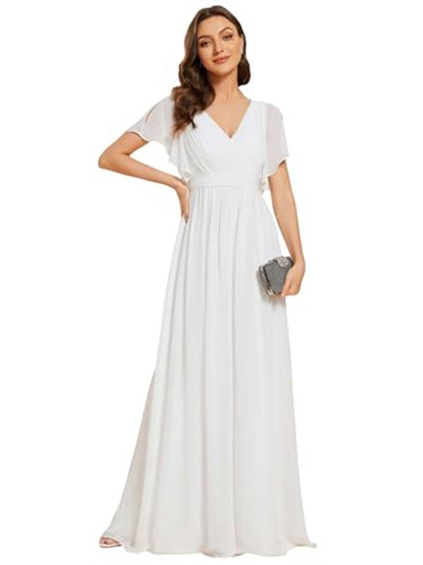 Sexy V-Neck Long Chiffon Dress for Women
