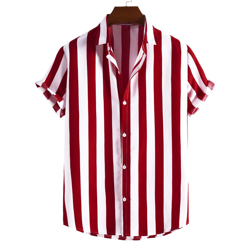 Chemise d'été rayée à manches courtes pour homme, tailles S-XXXL