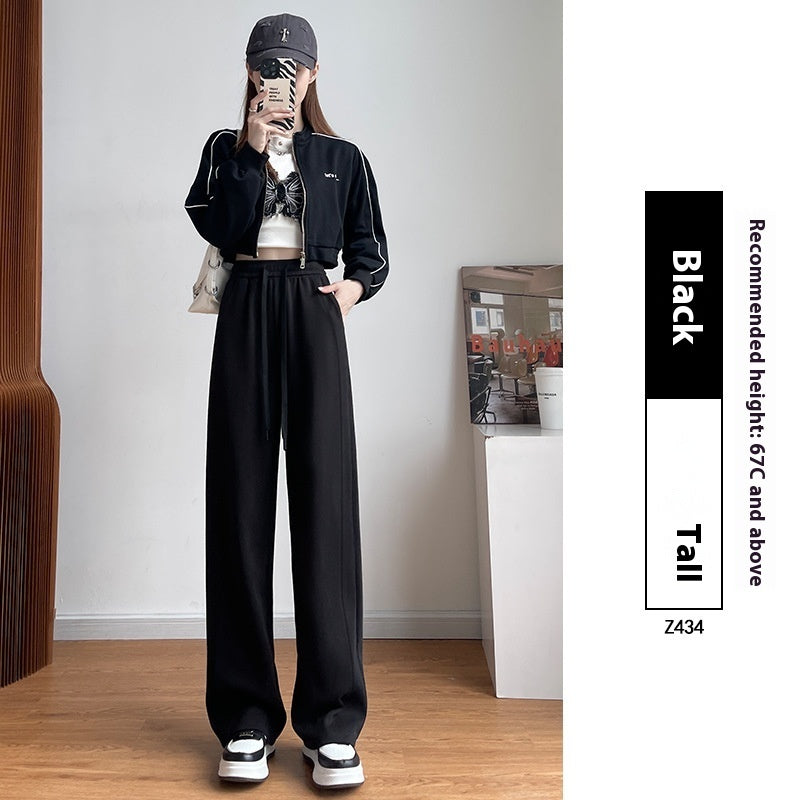 Pantalon d'exercice en coton à taille haute et coupe droite
