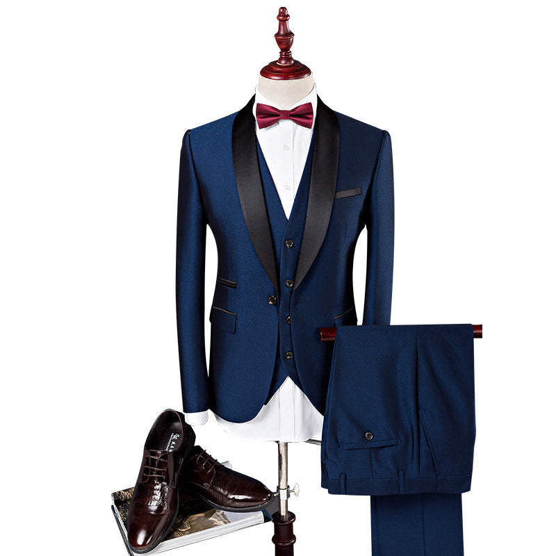 Men's 3-Piece Wedding Suit Set Groom Tuxedo Polyester