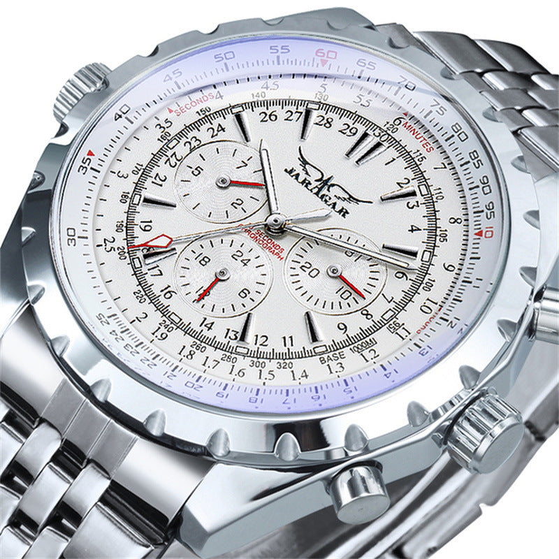Montre décontractée multifonction mécanique à grand cadran pour hommes