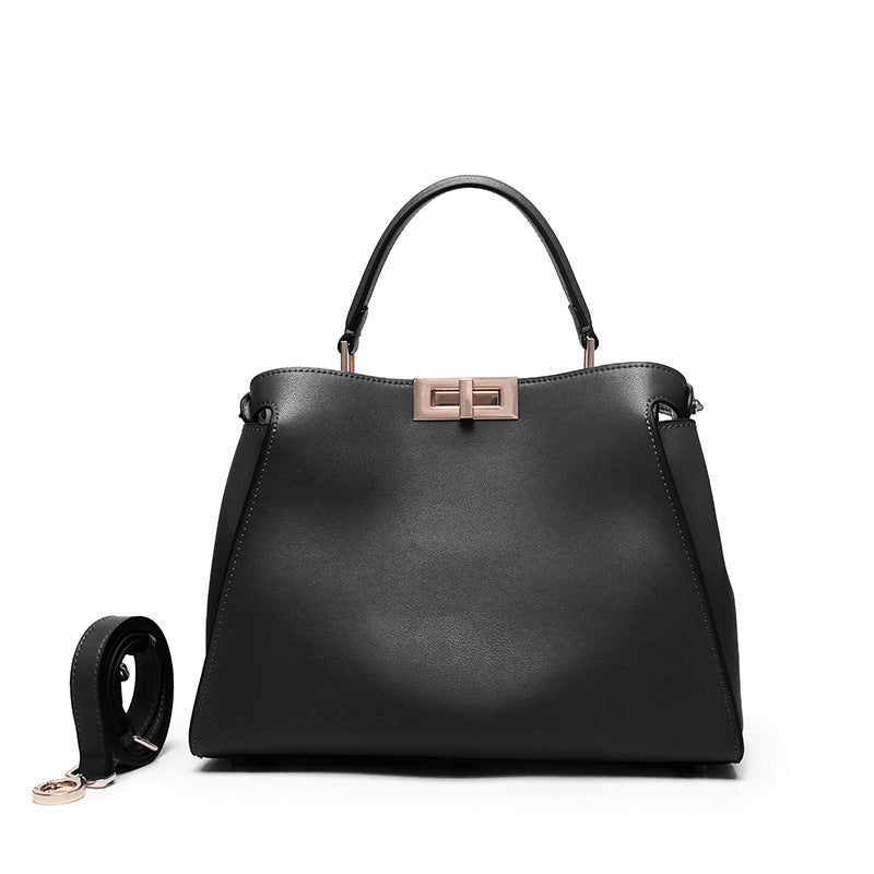 Sac à bandoulière en cuir grand format pour femme avec fermeture à verrou