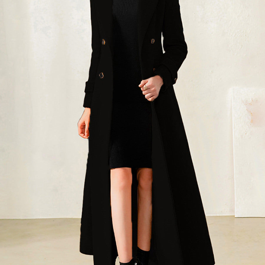 High Sense 100-Faced Woolen Coat Double Breasted Suit Collar