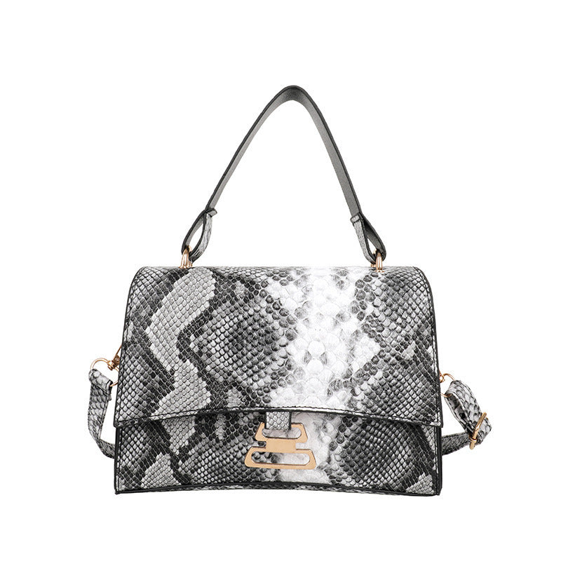 Sac à main en PU avec serrure Gourde Motif Serpent pour femmes, à porter à l'épaule ou en bandoulière