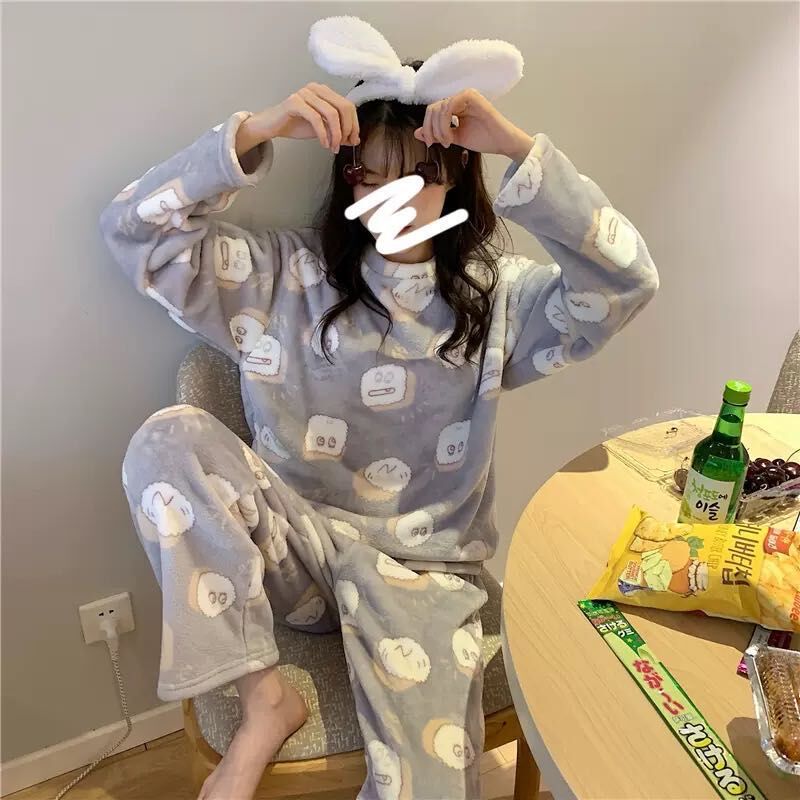 Coral Fleece Thickened Padded Winter Pajamas for Women