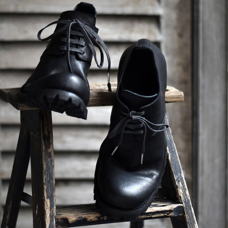 Men's Genuine Leather Handmade Retro Short Work Boots