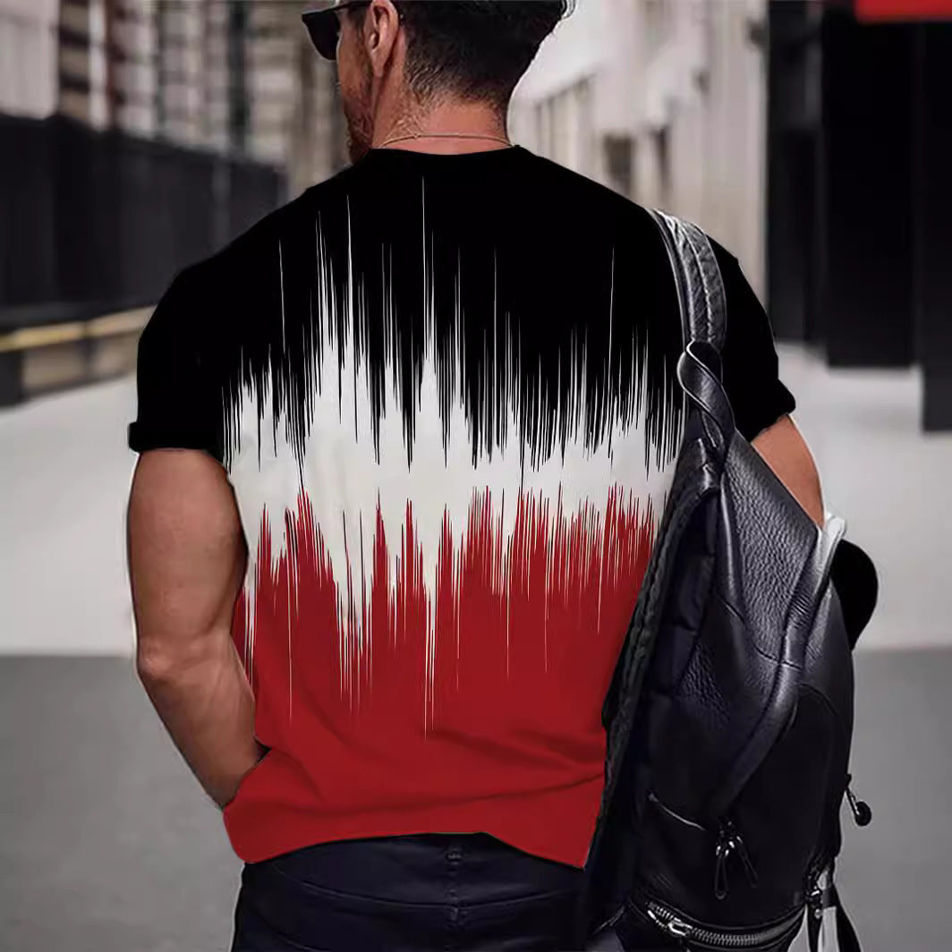 Men's Loose Fit 3D Digital Print Round Neck Short Sleeve Shirt