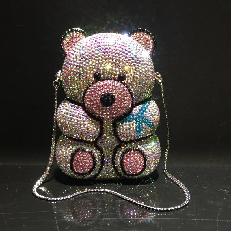 Fashion Bear Shape Rhinestone Party Banquet Bag 11x4x6CM PU