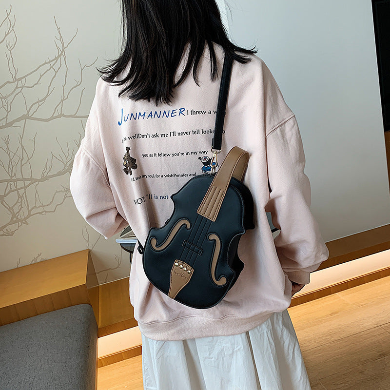Ladies Retro Violin Box Backpack with Zipper 20x28x6cm