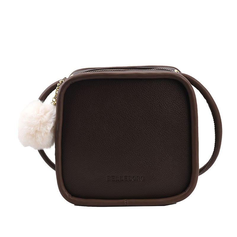 Trendy Simple Roller PU Leather Shoulder Messenger Bag 18x17x9cm