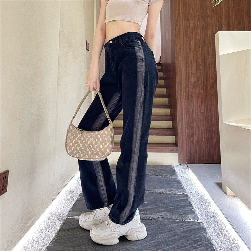 Women's High Waist Slimming Black Denim Jeans - Casual All-Matching