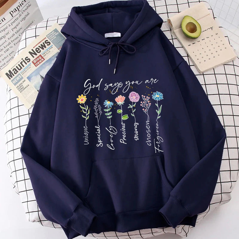 Funny Flower God Says You Are Unique Special Print Pullover