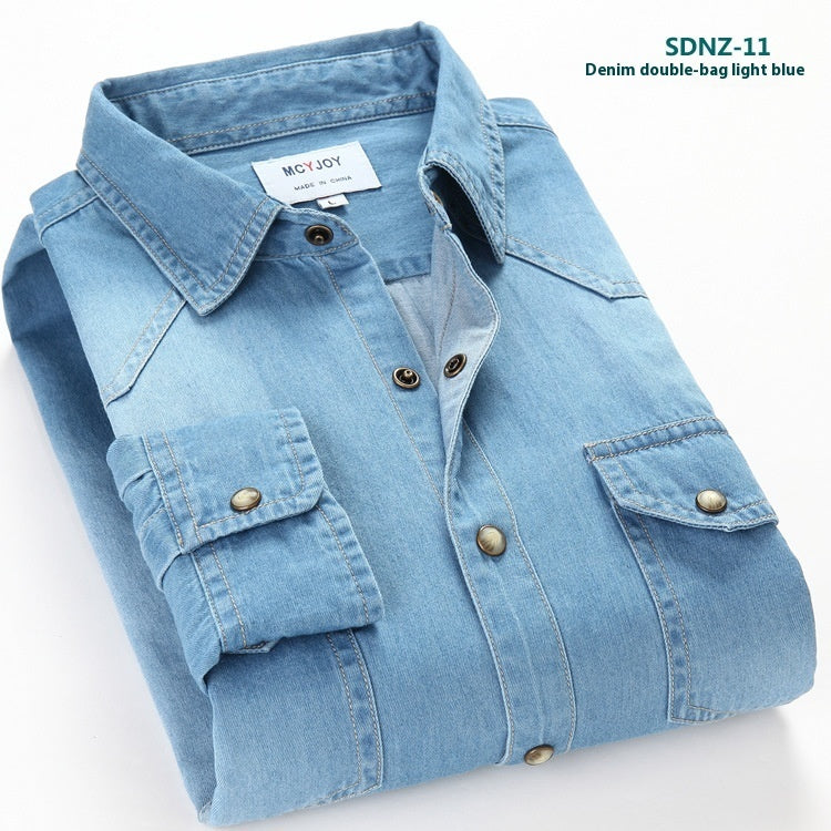 Chemise en jean de coton à manches longues pour homme