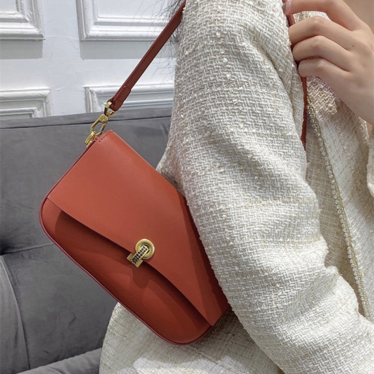 Sac bandoulière en cuir véritable avec fermoir diamant pour femme