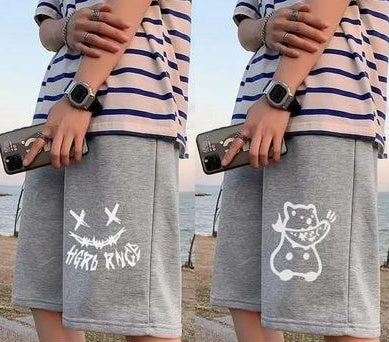 شورت رياضي رجالي صيفي كاجوال من البوليستر بخصر متوسط