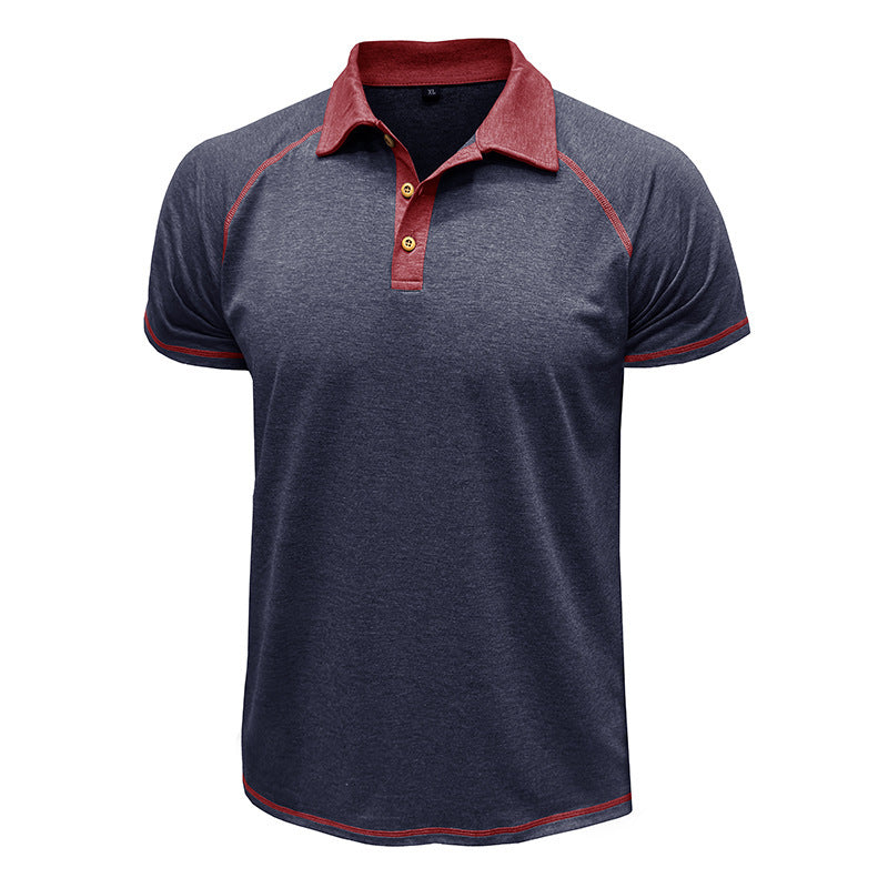 Men's Short-Sleeve Lapel Polo T-Shirt Polyester Fiber