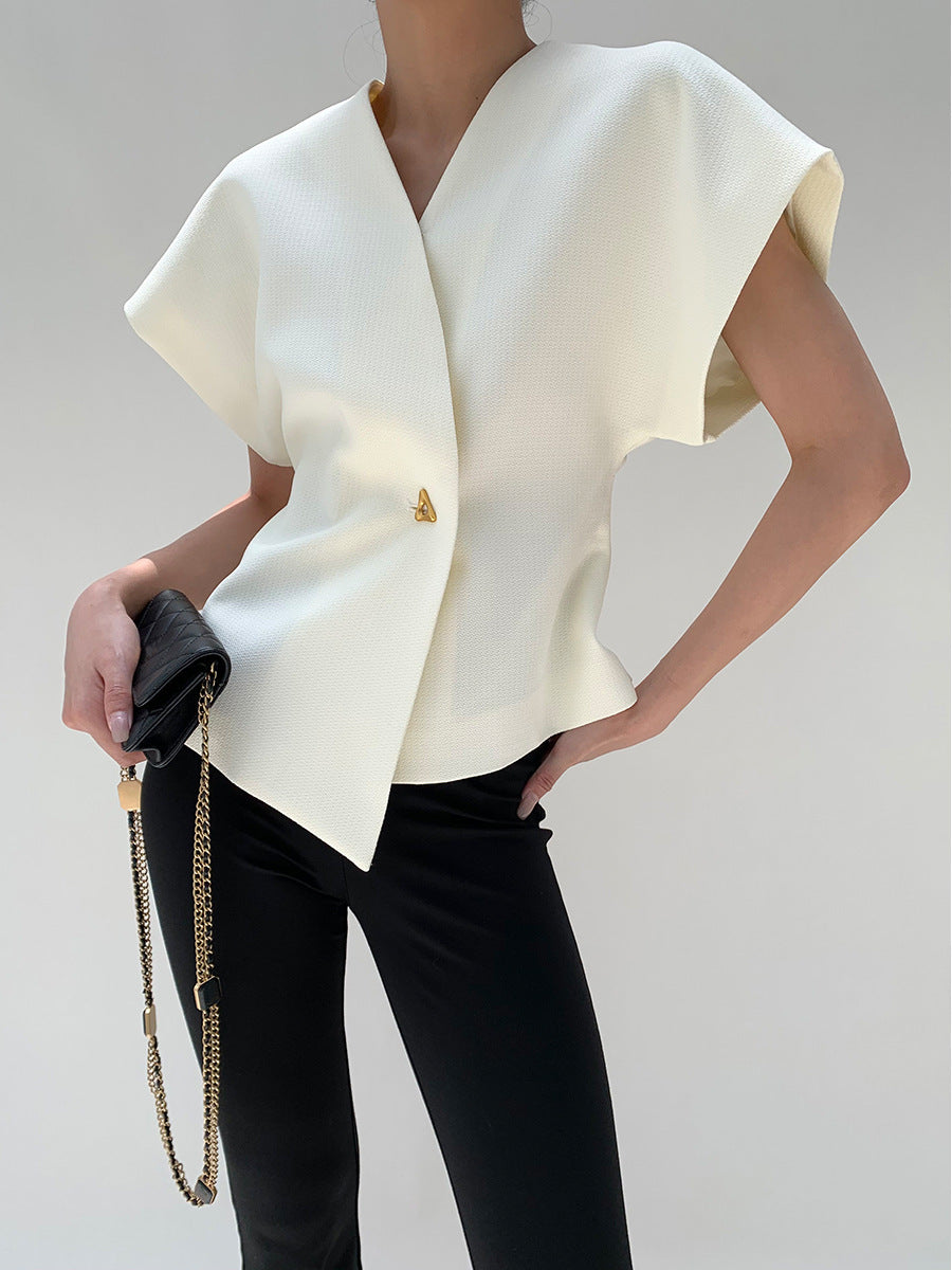 Design Sense Slim Fit Fitted Waist Vest Irregular Solid Top