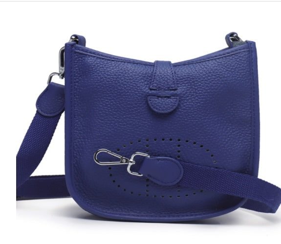Women's Cowhide Hollow Bucket Shoulder Messenger Bag