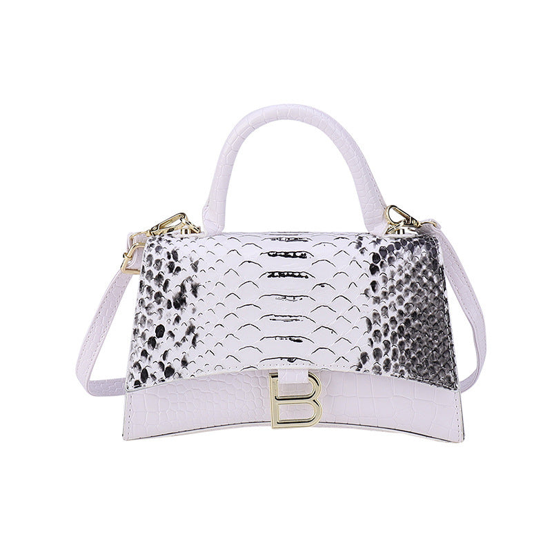 Women's Snake Pattern B Word PU Handbag 23cm