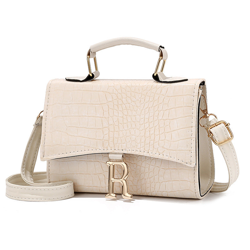 Diagonal Single Shoulder Women's Small Square Handbag with Crocodile Pattern
