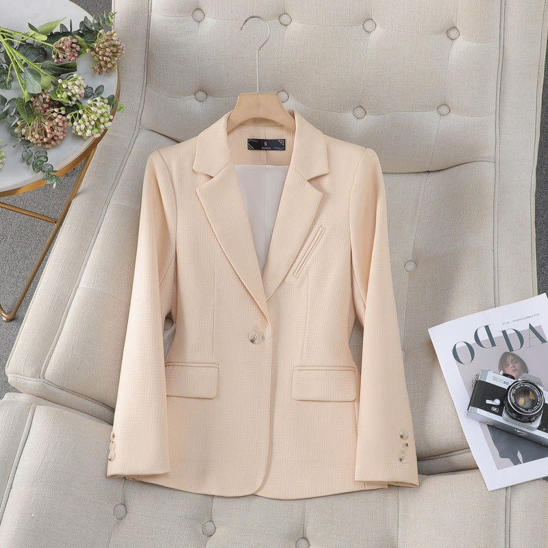 Autumn Winter Small Suit Top with 3D Effect and Pockets for Women
