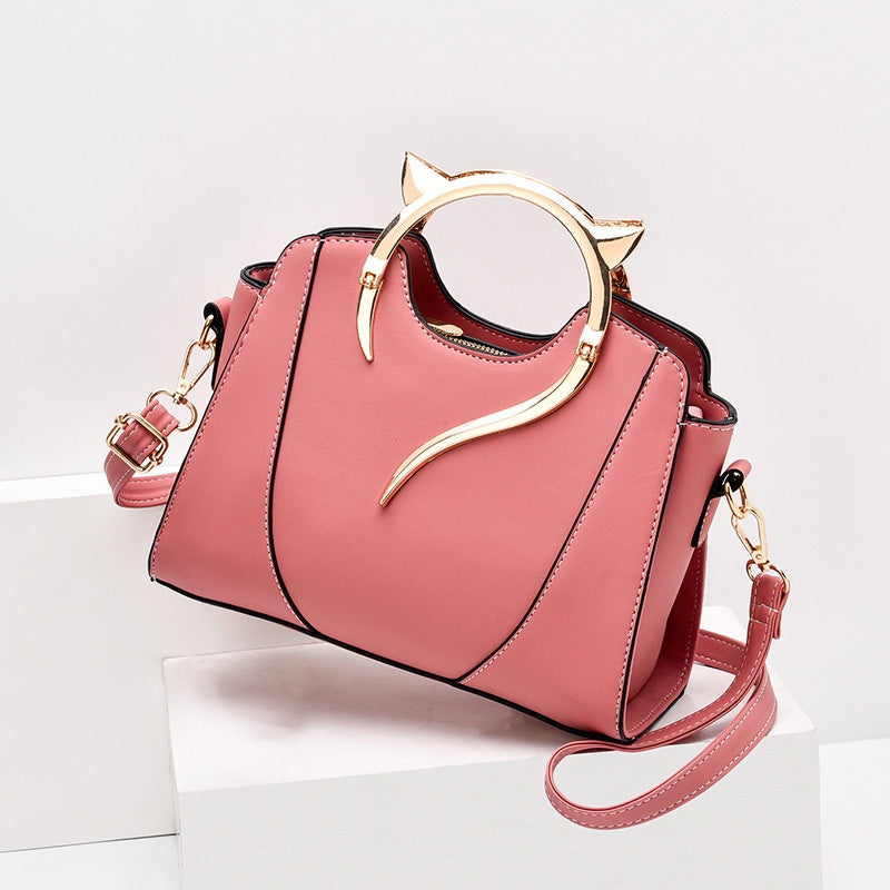 Sac à main rond en cuir PU pour femme, sacoche bandoulière avec fermeture éclair 25x11x19cm
