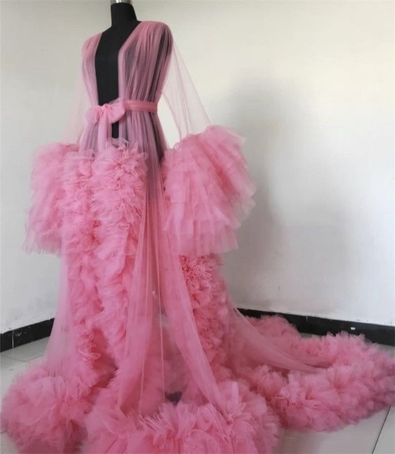 فستان حمل طويل من قماش شبكي أنيق للنساء